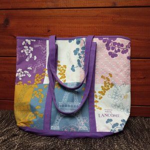 Large Lancome Tote Bag, Purple with Paris Theme